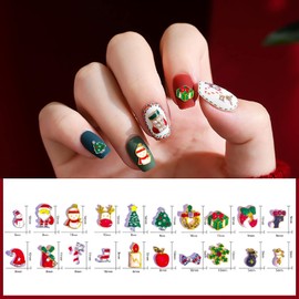 SILPECWEE 40pcs 20 Style Christmas Nail Charms Nail Jewels 3d Nail Art Charms For Holiday Nail Rhinestone Nail Studs Nail Art Decoration Kit