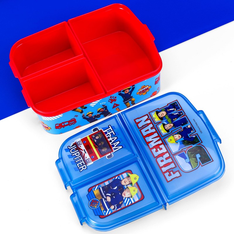 Zawadi Global Fireman Sam Kids Childrens Multi Compartment Rectangular School