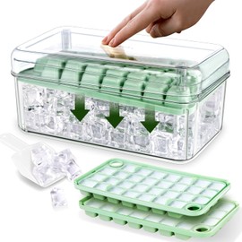 Ice Tray, Ice Maker, Ice Maker, Ice Maker, Ice Making Container, Removes Ice in 1 Second, Ice Mold with Lid, Square Ice, Large Capacity, Household Use, Small Divided Plastic, 9.3 x 5.2 x 3.9 inches