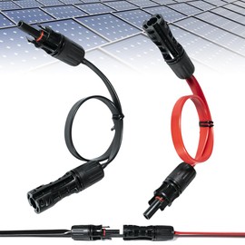 Riisoyu Pack of 2 Solar Cable Window Feed-Through MC4 Compatible Flexible Flat with Plug Coupling 30 cm Flat Solar Cable Window Feedthroughs Waterproof PV Cable for Balcony Power Plant Solar Power