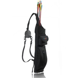 Toparchery Quiver for Arrows, Archery Back Arrow Quiver Holder Adjustable with Front Pockets for Compound Recurve Bow, Hunting, Target Exercises for Teenagers and Adults