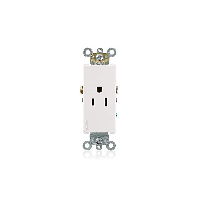Leviton 15 Amp, 125 Volt, Decora Plus Single Receptacle, Straight