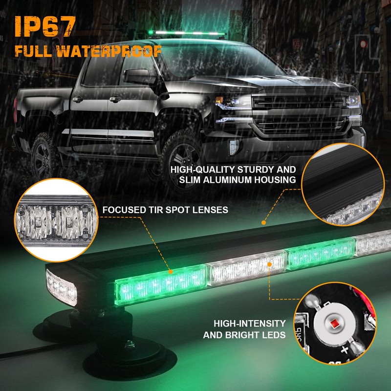 XRIDONSEN 37 Inch 104 LED Roof Top Green White Emergency