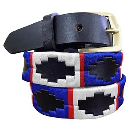 Carlos Diaz Skinny Mens Womens Unisex Brown Leather Embroidered Polo Belt (100 cm/ 36 Inches)