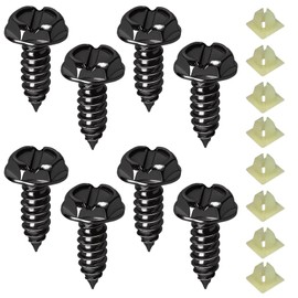 8pcs License Plate Screws Stainless Steel Number Plate Screws License Plate Fasteners Stainless Steel Screw Kit Anti-Theft for Fastening License Plates on Cars and Trucks Frames (Black)