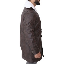 Kara Hub Bane Coat Tom Dark Knight Fur Shearling Military Distressed Brown Trench Leather Jacket Bane Costume Adult Men