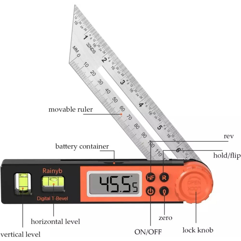 수평 수직 버블과 목공 금속 가공 건설을 위한 전체 LCD
