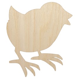 Baby Chick Chicken Standing Solid Unfinished Wood Shape Piece Cutout for DIY Craft Projects - 1/8 Inch Thick - 6.25 Inch Size