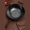 Lnvrdae 14inch Cast Iron Flat-bottom Wok, Traditional Chinese Cooking Pan,