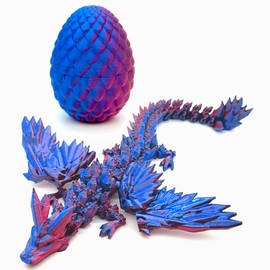 Hannahcos 3D Printed Dragon with Wings, 3D Printed Dragon, 3D Printed Animals Gifts for Boys Kids, 3D Printed Articulated Winged Dragon for Home Office Decor (Purple)