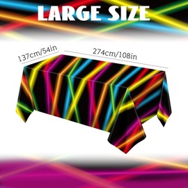 Irenare Neon Table Cloths Glow Party Table Covers, 54" x 108" Glow in The Dark Table Cloths Glow Party Table Cloth Neon Party Decorations for Glowing Birthday Art Party Supplies (Cute,6 Pieces)