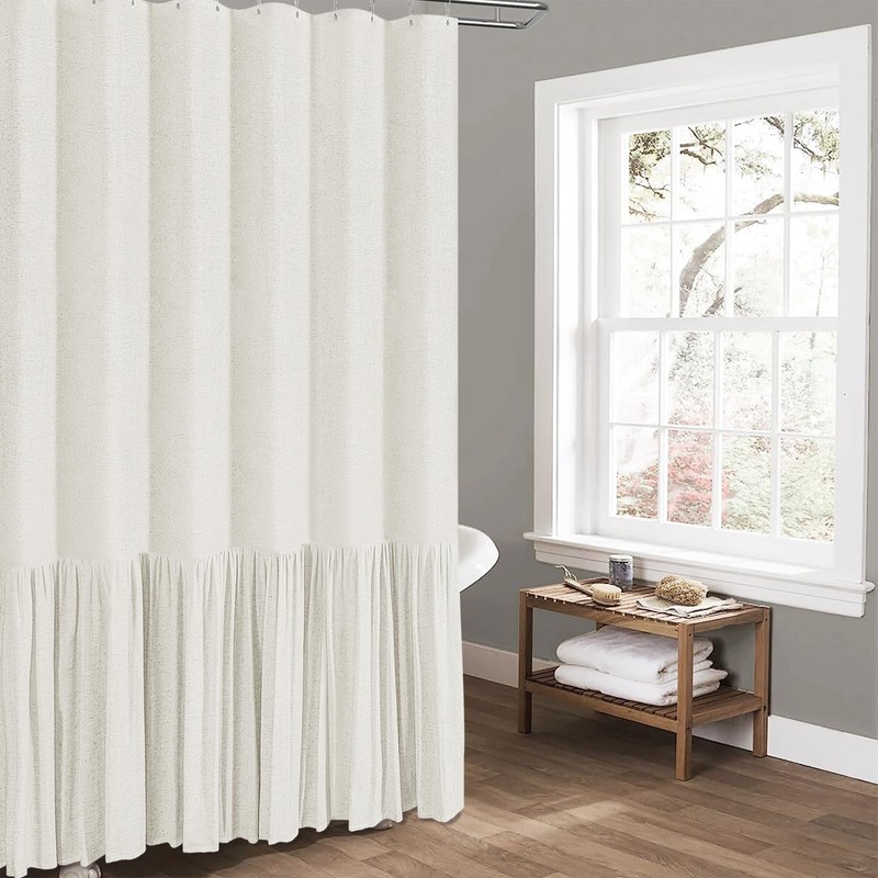 BTTN 78 Inch Long Shower Curtain - Farmhouse Thick Fabric