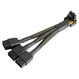 16Pin GPU Cable to 3X 8 Pin Pcie Extension - 16AWG PCIE 5.0 12VHPWR 600W 90 Degree Right Angle 16 Pin 12+4Pin Supply Adapter for RTX 4090 4080 3090TI 4070Ti Graphics Card (Type A)