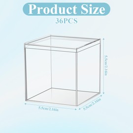 Aeaocvo 36 PCS Small Acrylic Box 2.2 X 2.2 X 2.2 Inch Square Acrylic Boxes with Lids, Mini Clear Plastic Box Decorative Storage Container Boxes for Candy, Jewelry, Tiny Beads, Party Favor