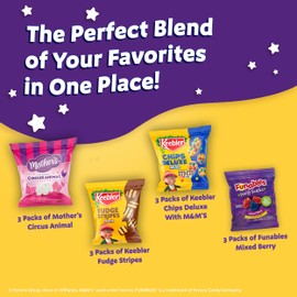 Keebler Sweet Treat Variety Pack, 12-Count Box, Includes Chips Deluxe, Funables, Fudge Stripes, and Mother's Circus Animal Cookies, 11.4 oz