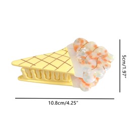 Novelty Ice Cream Hair Clip,Acetate Hair Claw,Big Hair Clips for Women,Yellow