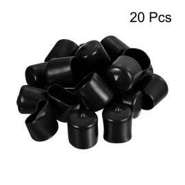 sourcing map 20pcs Round Rubber End Caps 1"(25mm) Black Vinyl Cover Screw Thread Protectors