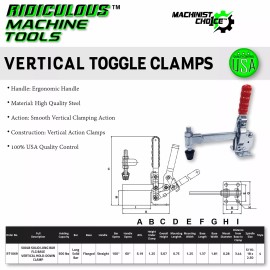Ridiculous Machine Tools 500LB Carbon Steel Solid Long Bar Flange Base Vertical Clamp: Heavy-Duty