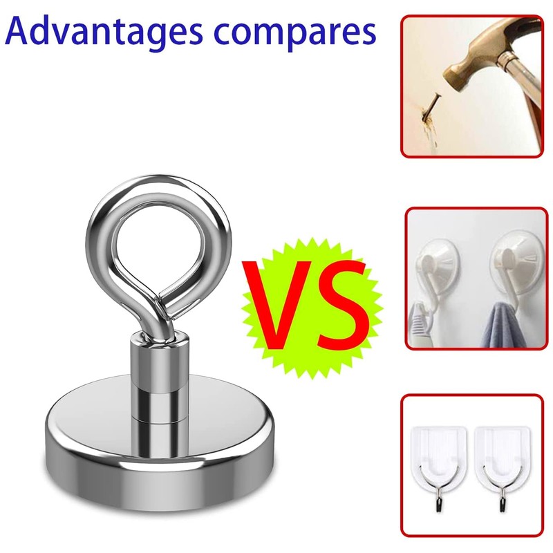 KQWOMA Magnetic Eye Hooks, 12PCS Strong Neodymium Magnet Loop Hooks