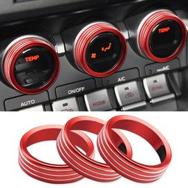 Fits Auovo [Subaru BRZ ZD8 & Toyota GR86 ZN8] (2021 2022 2023) Air Conditioner Switch AC Knob Ring Knob Cover Switch Cover Dress Up Interior Parts Zinc Alloy Accessories 3 Pieces Red