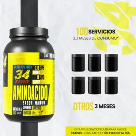 Aminoacido 34 Zero 1kg 200 Servicios Varios Sabores                                                                                                   