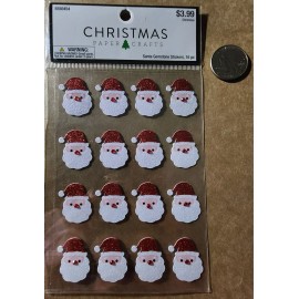 Christmas Paper Crafts Santa Glitter Gemstone Stickers - 16 PC- Christmas Paper Crafts -