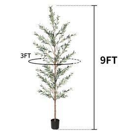 Artificial Olive Tree, 9FT Fake Olive Tree with Potted, 108" Faux Silk Olive Tree Tall Outdoor Plant with Olive for Home Garden Decor