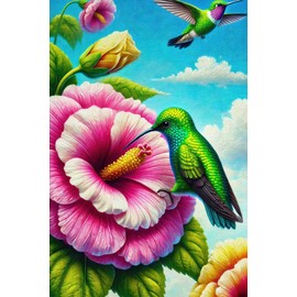 BlissYard Welcome Spring Summer Garden Flag Double Sided 12 x 18 Inch Hummingbird Bird Garden Yard Flag Flowers Seasonal Outside Outdoor House Decoration Floral Small Lawn Yard Home Decor