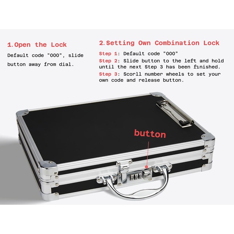 Sooez Combination Lock Clipboard with Storage, Heavy Duty Metal Storage