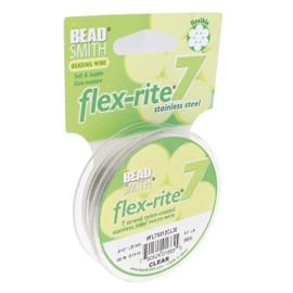 The Beadsmith Flex-Rite 7 Strand Nylon Coated, Stainless-Steel Beading Wire, Jewelry Making Supply (.012 Dia, Clear - 30 Ft)