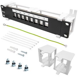 Enmane 8 Port Blank Keystone Patch Panel Wall Mount 10inch with 89D Bracket Ethernet Patch Panel (Blank)
