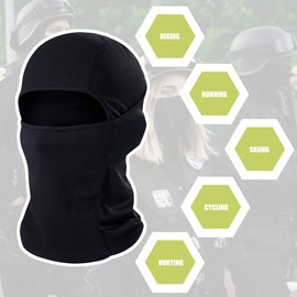 hikevalley Balaclava Face Mask Adjustable Windproof UV Protection Hood (Black), Black, One Size