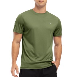 YSENTO Mens Rash Guards UV Swim Tops Rash Vest Quick Dry UPF 50+ Short Sleeve Running Sports Gym Tops(Green,L)