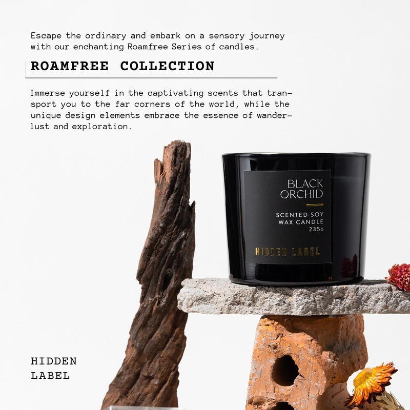 Hidden Label Black Orchid Scented Candle, 100% Cotton Lead-Free Wick,Sustainable