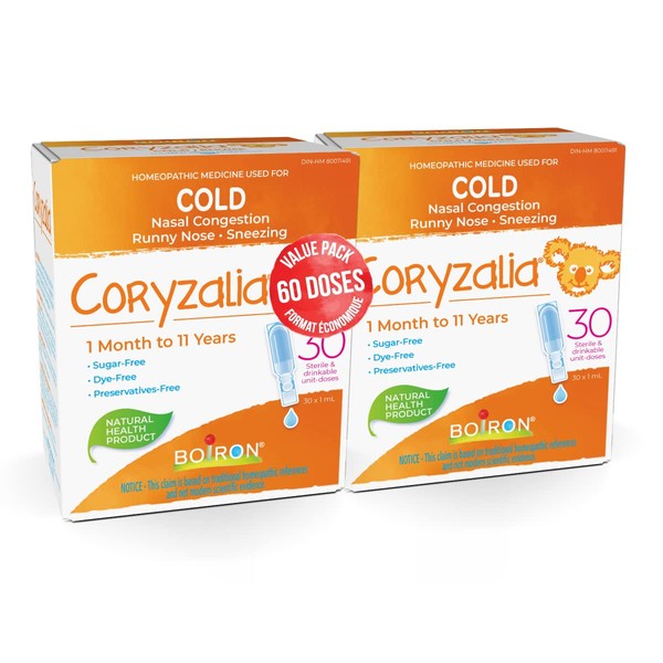 Boiron Coryzalia Children 60 Unit-doses (1 Ml Each) Bonus Pack for Colds and Cold Symptoms 60 Milliliter