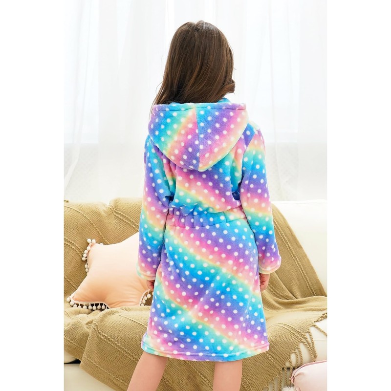 Piefry Soft Bathrobe with Hood for Girls Fleece Dressing Gown