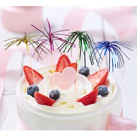 200Pcs Firework Cocktail Picks, BetterJonny Creative Foil Frills Firework Picks Cupcake Topper Toothpicks for Sandwich Appetizer Cocktail Sticks for Party Supplies