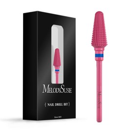 MelodySusie Professional Tornado Nail Drill Bits, 3/32'' Carbide Tungsten Multi-function Bits, Suitable for Manicure Pedicure Cuticle Gel Polishing, Salon Bits, Pink Blossom, Series Bit-X, Medium