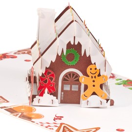 Magic Moments® Gingerbread House 3D Pop-Up Card - Festive 3D Christmas Card with Gingerbread House - Handmade Greeting Card for Christmas and Special Occasions - Includes Magic Envelope