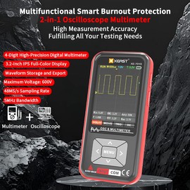XEAST Handheld Oscilloscope Multimeter Digital - 9999 Counts, 5MHz Bandwidth, 48MSa/s High Sampling, High Precision LED Colour Large Screen, Auto Calibration Function XE-701S