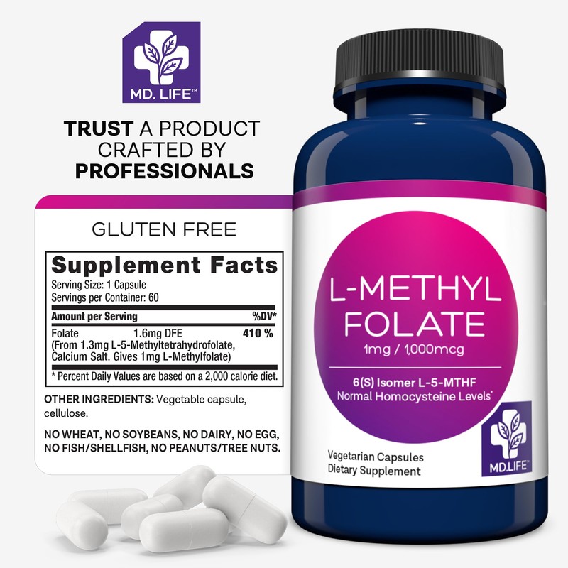 MD Life L Methylfolate 1mg - Professional-Grade Active Methylfolate Supplement