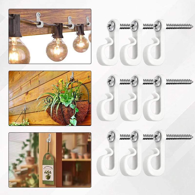 Mostantu 30 Packs White Q Hanger Hooks for Outdoor String