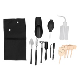 18pcs Succulent Plant Tools Set with Tea Spoon Curved Tweezer Air Blow Rake Round Pointed Shovel Spade Cup Watering Pot Succulent Gardending Tool Kit
