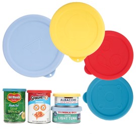 Purekra 4 Packs Silicone Can Lids for Canned Goods, Different Sizes Fit for 5 oz, 5.5oz, 12oz, 12.5oz, 15.6 oz 16oz, Food Sealing Lids, Can Covers Toppers, Food Cover, Freezer Dishwasher Safe