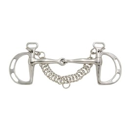 Tough 1 Kelly Silver Star Stainless Steel Slotted Kimberwicke Snaffle with Chain, 5-Inch Mouth
