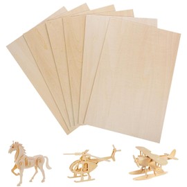 Pack of 6 Craft Wood Panels, 2 mm Plywood Board, Poplar Plywood, Balsa Wood Panels, Thin Wooden Board, Blank Craft Board, Plywood for DIY Model, Laser Cut Crafts