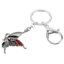 WEVENI Enamel Alloy Flowers Butterfly Keyring Charms Gifts for Women Girls Purse Bag Car Key, dark