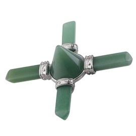 KYEYGWO Green Aventurine Energy Pyramid Gemstone with Four Direction Points, Reiki Healing Crystal Point Pyramid Healing Stone Feng Shui Decoration for Chakra Balancing, Meditation, Crystal Therapy