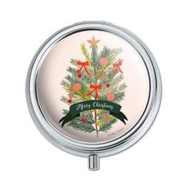 Merry Christmas Decorated Pine Tree Pill Case Trinket Gift Box