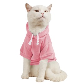 QWINEE Basic Dog Hoodie Sweatshirt Puppy Sweater Warm Cat Costumes Pet Clothes for Chihuahua Puppy Kitten Small Medium Dogs Light Pink Medium